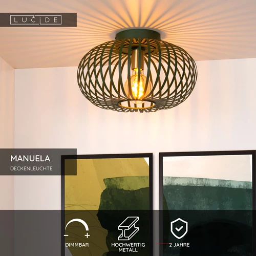 Lucide MANUELA - Deckenleuchte - Ø 39,5 cm - 1xE27 - Grün - USP